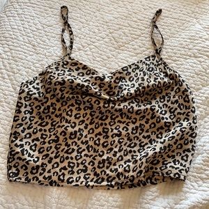Animal print silk tank top